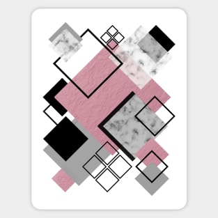 Midcentury Modern Pink, White and Gray Abstract Print Sticker